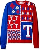 KLEW MLB Texas Rangers Busyブロック醜いセーター 3L ブルー