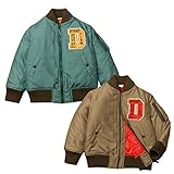ベビー服 男の子 ジップ MA-1 ジャケット    ミリタリー ヘリンボーンワッペン 男児 ベビー (2.ブラウン/90cm)