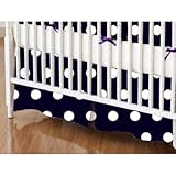 SheetWorld - Crib Skirt (28 x 52) - Polka Dots Navy - Made In USA by sheetworld