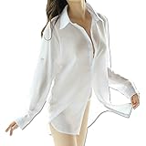 Amazon Gree レディース セクシー ワンピースシャツ 彼シャツ 大きいサイズ コスプレ 長袖 シースルー 透け感 パジャマ 大胆 Xl ホワイト コスプレ 仮装 通販