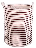 GreenForest折りたたみ可能なランドリーストレージバスケットクラシックストレージボックスwithホワイトDotsスプライスレッド Dia13.8 H 17.7 inchs Basket0724