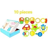 LanLan 6ピース10個または14個の新生児ベビーベル玩具セットパズル早期教育ハンドベル XJSJXP-0630-LW45