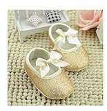 Ecosin Baby Girl Soft Sole Bowknot Bling Bling Shoes Prewalker Socks Sneakers (13/12-18months, Gold)