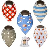 Tiny Captain Baby Bandana Drool Bibs For Boys and Girls With Adjustable Snaps Super Absorbent Cotton