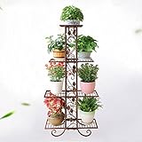 ZYN フラワーラックヨーロッパのバルコニーアイアンアートマルチ階建ての屋内フロアリビングルームプラントフレームメタルフラワーラック (色 : チョコレート色, サイズ さいず : L58CM*H51