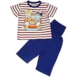 【本体綿100％】2018年 夏物 アンパンマン ニット楊柳 マリン柄ボーダー 腹巻付き 半袖パジャマ Anpanman ボーダー-レッド◇100cm