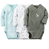 カーターズ（Carter's) 2015年秋冬新作　男の子用水色ワンちゃんハウス長袖前開きボディースーツ3枚セット (newborn(-55cm)) [並行輸入品]