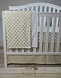 Lavender Linens Three Piece Metallic Gold Chevron and Dot Crib Bedding Set by Lavender Linens