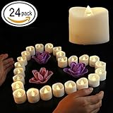 Flameless Candles、電池式LEDティーライトちらつきで暖かいホワイトVotiveキャンドル、ウェディング、誕生日パーティー、クリスマス- 24パック