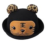 ファッションベビーウール帽子子供バケットハット山高ハットタイガーブラック