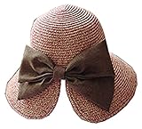 Plus Nao(プラスナオ) リボン付き麦わら帽子 ペーパーハット 折りたたみ かばん収納OK つば広 UV UV対策 UVカット 紫外線 紫外線対策 日よ 子供 レッド