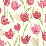 Brewster 347-20116 Finch Hand Painted Tulips Wallpaper, Pink [並行輸入品]
