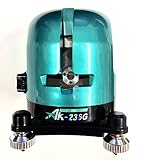 ACULINE グリーンレーザー水準器 2線1点式 360度回転可能 水平アラーム付き