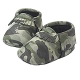 LINKEY Infant Baby Newborn Moccasins Soft Sole Anti-Slip Tassels Prewalker Toddler Shoes Army Camo C
