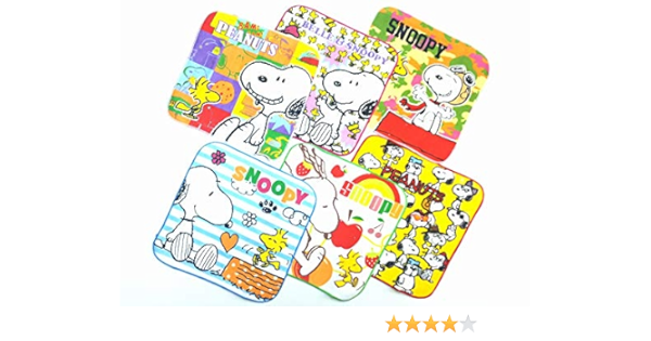 Amazon Co Jp スヌーピー Snoopy ミニタオルハンカチ6枚セット スヌーピーとウッドストック達 個別pp袋入 ホーム キッチン