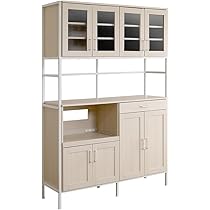 ジ*ュ様 【大容量　国産】河口家具　ホワイトオーク　食器棚＋パントリー棚 Amazon｜ホームテイスト さわやかなオシャレワイド食器棚