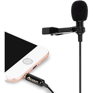 OKWINT コンデンサーマイク ピンマイク 高音質 ミニマイク クリップ iPhone/iPad/Android/pc/カメラ 対応 収納ポーチ付属(ブラック)