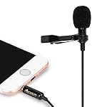 OKWINT コンデンサーマイク ピンマイク 高音質 ミニマイク クリップ iPhone/iPad/Android/pc/カメラ 対応 収納ポーチ付属(ブラック)