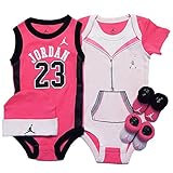NIKE(ナイキ)エア・ジョーダン Air Jordan 女の子用ベビーピンクJORDAN23エアジョーダン半袖xノースリーブボディスーツ5点セット（0-6months） [並行輸入品]