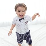 MaleDen ロンパース フォーマル スーツ 紳士風 タキシード風 チェック柄 赤ちゃん ベビー服 子供 男の子 キッズ 半袖 フォーマルスーツ 蝶ネクタイ 出産祝い 発表会 誕生日 お宮参り 入園