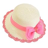 【SEBLES】ベビー 赤ちゃん 帽子 ハット ベイビー つば リボン 女の子 可愛い UV 紫外線カット 顎ゴム 春 夏 秋 リゾート お出かけ(タイプE,4-8歳)