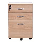 BTM 3段収納ボックス天板付 デスクチェスト A4ファイルが縦向きに収納可能 WF033625 (ナチュラル)