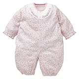西松屋 EFD スムースヨーク刺繍長袖コンビドレス（花・ウサギ柄）【新生児50-60cm】 新生児
