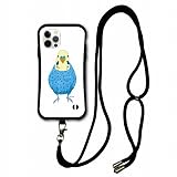 スマホショルダー付 iPhone16互換品 ケーススマホケース i-coronケース 耐衝撃タイプ アニマル柄 COMO デザイン アイフォン16互換品ケース スマホカバー セキセイインコ 鳥 インコ ホワイトブルー