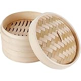天然木蒸し器 点心、野菜、餃子に使用される家庭用業務用蒸し器、2層と1つのカバー