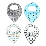 GudeHome 4枚セット ベビー スタイ ビブ よだれかけ 2層タイプ 三角 バンダナ型 スナップ サイズ調整可能