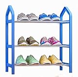 SUOERNUO シューズラック　3段 簡単組立　軽量　可動式　一人暮らし　シンプル　下駄箱 　靴棚　 (ブルー)