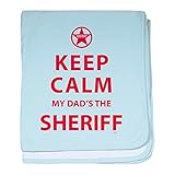 CafePress – Keep Calm – My Dad 's The Sherriff Baby Blanket – スーパーソフトベビー毛布、新生児おくるみ 標準 ブルー 835283712-