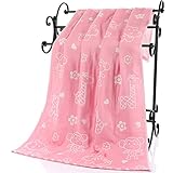 JINALV 肌にやさしい　子供　毛布　ベビーブランケット　大判　ひざ掛け　ガーゼタオル　子供バスタオル　ベビーケット　湯上りタオル　ふわふわ　タオル　赤ちゃん　70*140cm (動物園-ピンク)