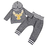 新生児赤ちゃん女の子男の子服鹿トップスTシャツパンツレギンス2pcs服装セットクリスマス カラー: グレー