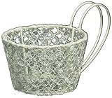 レース付きワイヤー製 ティーカップ 白 (12×8×5×全高7cm) 517-124