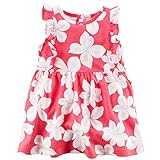 カーターズ ワンピース Carter's 女の子用赤フローラルフリルお出かけ用ノースリーブワンピース (12months(72-78cm)) [並行輸入品]