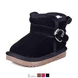 (プチプライム) Petit Prime あったか フェイク ムートン ブーツ ベビー キッズ 牛革 スウェード 本革 柔らか かわいい シンプル おしゃれ (13.5cm, ブラック)