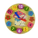 Tonsee 遊んで学ぼう 幼児 知育玩具 木のおもちゃ カラフル 形合わせ 数字時計 はめ込み クロック パズル