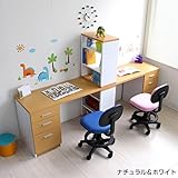 【予約販売6月下旬入荷予定】ツインデスク 学習机 勉強机 セット ハイタイプ おしゃれ 収納 木製 激安 ユニットデスク 書棚 3段チェストナチュラル&ホワイト CPB027D-CNA/WH