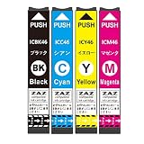ZAZ IC4CL46 4色セット 汎用 互換インクカートリッジ ICチップ付き ICBK46 ICC46 ICM46 ICY46 ic46 IC46 インク PX-101 PX-401A PX-501A PX-A620 PX-A640 PX-A720 PX-A740 PX-FA700 PX-V780 PX-402A ne-ink-006