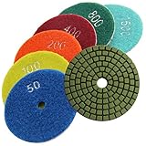 Easy Light 大理石の御影石を磨くためのダイヤモンドウェット研磨パッド(パック7)グリット50-3000 3インチ 7ピース：グリット50-3000＃