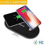 ワイヤレス充電器、クアッドコイルair-power 2-in 1、標準充電for Apple iPhone X/8 /8プラス、10 W高速ワイヤレス充電パッドfor Samsung Galaxy s