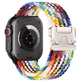 [AiMaoo] バンド 対応 Apple Watch Ultra3 2 Ultra 49mm 46mm(Series 11 10) 45mm 44mm 42mm(Series 3 2 1) アップルウォッチ用の交換ベルト 替えベルト 男女兼用 伸縮性 ナイロン編みバンドiWatch シリーズ11/10/9/8/7/6/5/4/3/2/1/SE3/SE2 用 (レインボー)