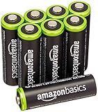 Amazonベーシック 充電式ニッケル水素電池 単3形8個パック (最小容量1900mAh、約1000回使用可能)