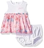 GUESS Baby Girls' Set-Floral Sleeveless Dress with Diaper Cover True White 6/9M [並行輸入品]