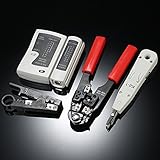 Vuage(TM) クリニーク/ネットワークケーブルテスターキットワイヤー圧着ペンチ＆ネットワークケーブルテスター＆パンチツール＆ストリップワイヤーナイフ+ストレージポーチセット