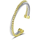 UNY JEWEL Jewelry Make a Statement With Our Two Tone Twisted Cable Wire Ball Weave Cuff Bangle Makes a Thoughtful and Stylish