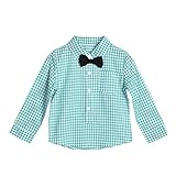 DIAMONDO幼児用子供用Boys長袖Gentlemenトップス服蝶ネクタイ格子柄シャツ Size 70 for 0-6M グリーン 1sw2el2mc3te3tt1D10