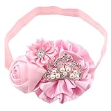 queengirls幼児幼児用ベビーガールズフラワーヘッドバンドwith Rinestoneティアラ カラー: ピンク