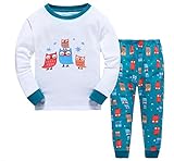 Gold treasure綿100%子供パジャマ長袖 キッズ 漫画のフクロウ寝間着2-7歳 (100cm(4歳))